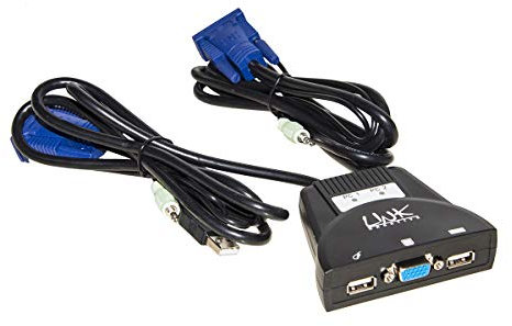 LINK LKKVM2 Switch 2 Porte per Condividere 2 PC con Un Monitor VGA, Tastiera Mouse USB con Audio Cavi Inclusi