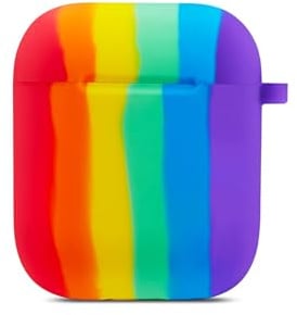 Case for Apple Wireless Earbuds with Hanger Hole for LED Gay Pride Silicone Rainbow