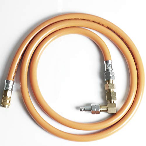 Anschluß- Gasschlauch mit Schnellkupplung zum Nachrüsten an 1/4 links für Caravan Wohnmobil Gaskocher (Anschluß an Caravan Aussensteckdosen 90° 2m)