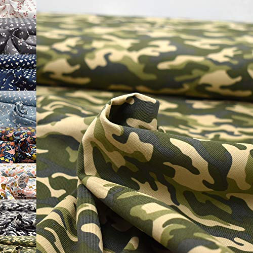 MAGAM-Stoffe Freya Babycord Feincord Stoff 100% Baumwolle Meterware 50cm (Camouflage grün)