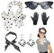 HAMOOM 5TLG Rockabilly Accessoires 50er Jahre Kleid Zubehör mit Polka Dot Chiffon Schal 60er Jahr Kleidung Set 1950s Kostüm 50er Jahre Qutfit Damen Faschingskostüm für Motoparty Retro Teily Party