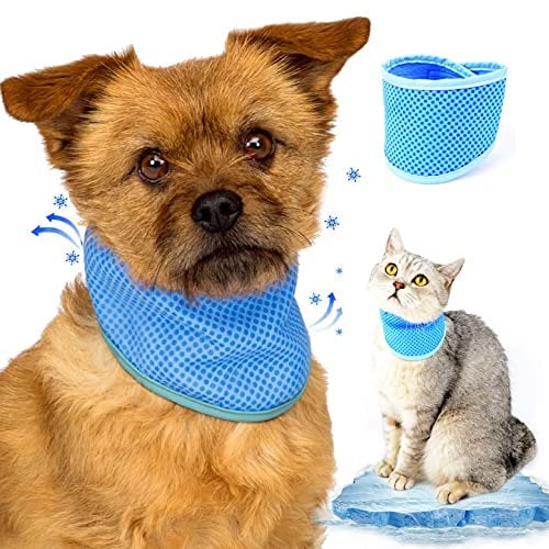 Zunea Dog Cooling Collar Bandana for Small Medium Dogs Summer Chill Out Neck Wrap Breathable Instant Cooling Scarf Lightweight Pet Dogs Cats Neckerchief for Puppy Pug Blue S