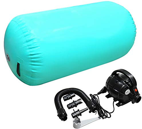 Home U Air Rolle turnen Aufblasbare Luft Rollen Yoga Gymnastik Zylinder Gym Air Barrel mit Pumpe (Grün, 100x60cm)