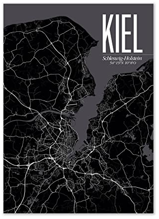 Generisch Poster Kiel • Illustration Wegenetz Stadt Kiel 50x70 (schwarz)