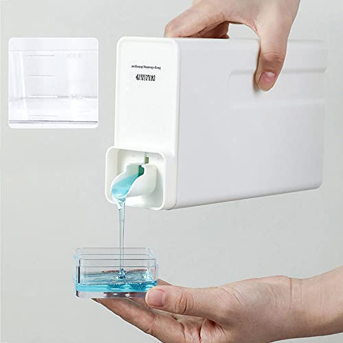 ANUAN 1 x 1000 ml Waschmittel, leere Flaschen, wiederverwendbar, nachfüllbar, Waschraum-Organizer, Flasche, großes Fassungsvermögen, Weiß, 2-teiliges Set