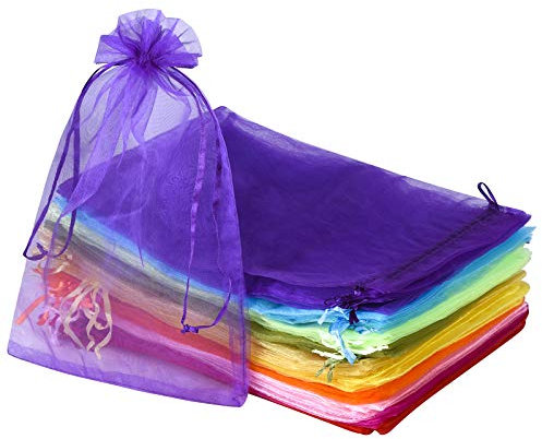 SOMFIUI 15x20cm Bunt Organzasäckchen,50 Stück Säckli Beutel Geschenk Schmuckbeutel