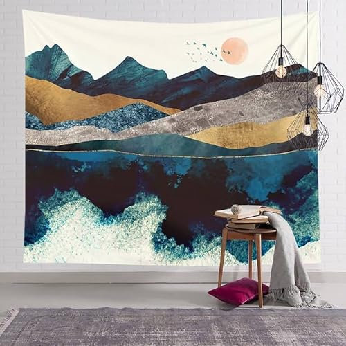 Gobelin Wandbehang 3D Wandschmuck Bunt Abstrakte Berglandschaftsdekoration Wandteppich Kunst Wandtuch Ethno Groß Schlafzimmer Wohnzimmer Wanddekoration 95X73Cm