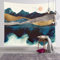 EHOMERY Gobelin Wandbehang 3D Wandschmuck Bunt Abstrakte Berglandschaftsdekoration Wandteppich Kunst Wandtuch Ethno Groß Schlafzimmer Wohnzimmer Wanddekoration 95X73Cm