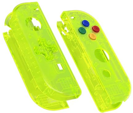 eXtremeRate Clear Lime Green Joycon Handheld Controller Housing (D-Pad Version) with Colorful Buttons, DIY Replacement Shell Case for Nintendo Switch Joy-Con – Controller NOT Included