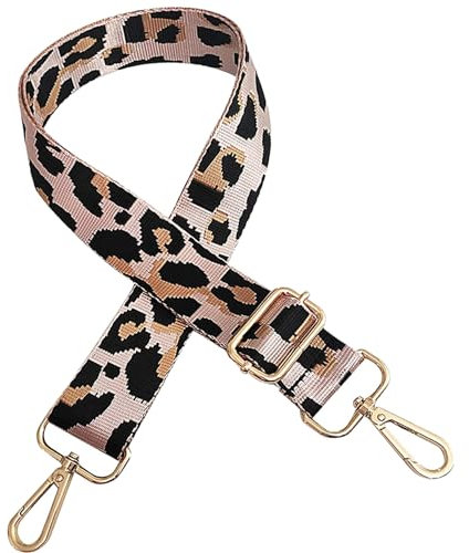 Fozuanei Leopard Print Wide Shoulder Strap, Adjustable Replacement Handbag Belt Strap, Gold Leopard Crossbody Straps for Women Girl Canvas Bag, Handbag, 5cm Width