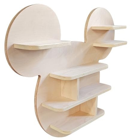 Disney Classic Micky Maus Wandregal, klein, wandmontiertes Bücher- und Aufbewahrungsregal für Kinder, Schweberegal aus Holz für Schlaf- und Spielzimmer, schwarz