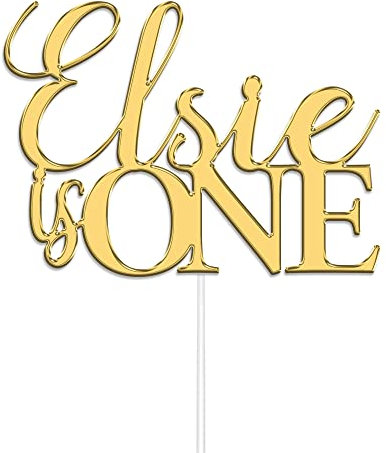 Personalised Cake Topper Acrylic by KreateSquare | Custom Acrylic Cake Topper | Custom Colour Any Name & Any Age Cake Decoration (Gold)