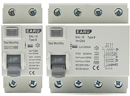YYDSCQ 2P 4P 10/30/100/300mA Type B ELCB disjoncteur à Courant résiduel électromagnétique disjoncteur différentiel Interrupteur de sécurité (Size : 100mA, Color : 2P 32A)