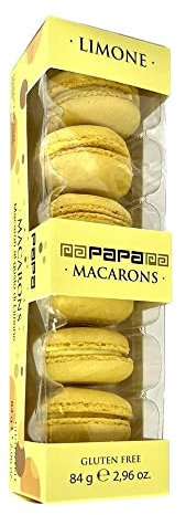 PAPA Confezione da 6 MACARONS 84 grammi biscotti ripieni senza glutine vari gusti e colori allestimento feste party cerimonie compleanni (Giallo Limone)