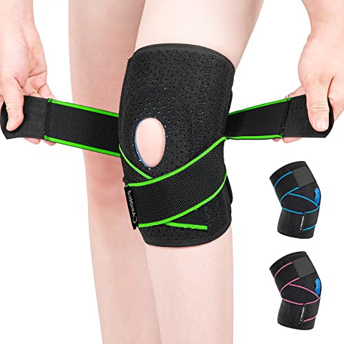 DINGIRA Kniebandage für Männer und Frauen, atmungsaktive orthopädische Kniebandage, verstellbare Kniebandage, Kniebandage für Knieschmerz, Meniskusriss, Arthritis und Gelenkschmerzlinderung (Grün, M)