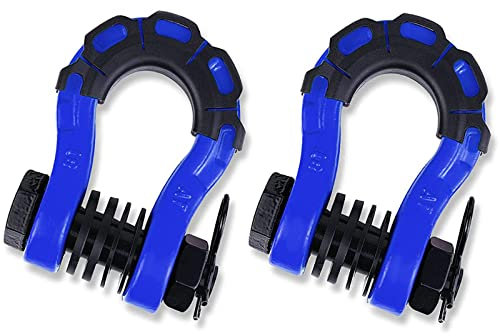 COYOUCO Grilli Anello D Grillo (Confezione da 2) 70.000 Ibs (32T) Resistenza alla Rottura con Kit di Isolamento E Rondelle per Pin E Grillo per Il Recupero Veicolo Fuoristrada Verricello Cinghia,Blu