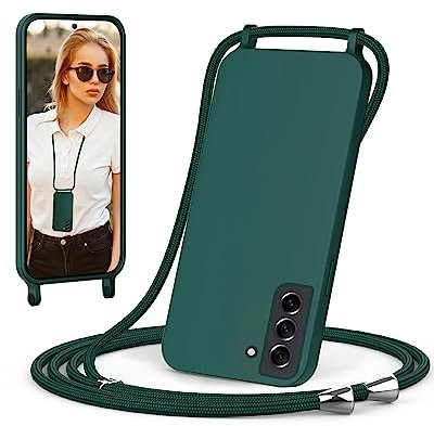 ScandiCasis Handykette für Samsung Galaxy S21 FE Hülle mit Band, Handyhülle mit Schnur zum Umhängen, weiche TPU Silikonhülle mit Band [verstellbar] [abnehmbar] Halsketten hülle für Samsung S21 FE
