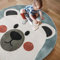 UYWEGRFK Runder Kind Teppich Wohnzimmer Teppich Ø 110 cm Cartoon-Weiß-Blau-Bär