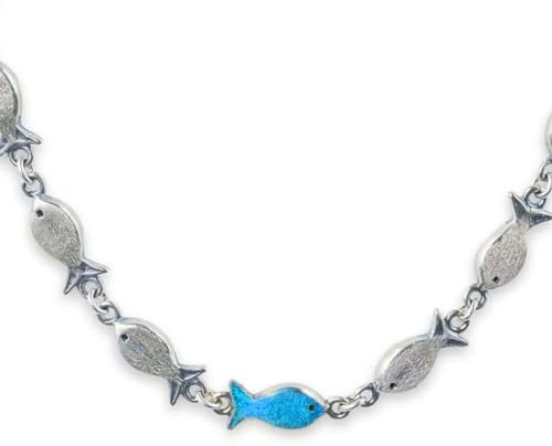 Generisch Silberarmband GEGEN DEN STROM. 925 Silber und Türkis Blau