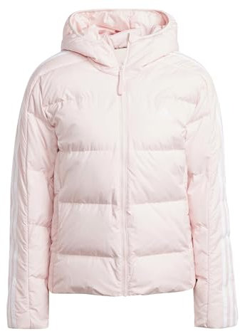 adidas Femme Essentials 3-Stripes Mid Down Hooded Jacket, Sandy Pink, XXS