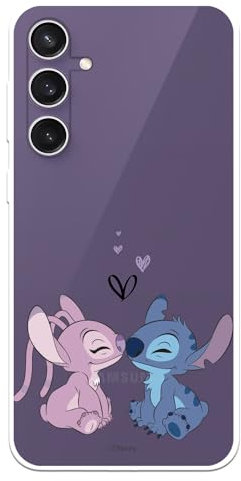 Schutzhülle kompatibel mit Samsung Galaxy S23 FE Offizielle Disney Angel & Stitch Kiss Schutzhülle zum Schutz Ihres Handys, transparente Silikonhülle, flexibel, offizielles Lizenzprodukt von Lilo &