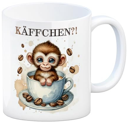 Käffchen Süßer Affe in einer Kaffeetasse Kaffeebecher Niedlicher Keramik-Kaffeebecher Kleiner Tier-Affe sitzt in Tasse Kaffee genießen Tasse Affe