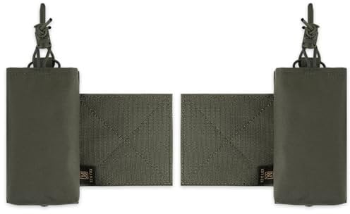KRYDEX GEAR Magazine Holder Radio Pouch with Hook and Loop Cummerbund Side Mag Pouch Holster for Chest Rig Tactical Vest (Ranger Green)
