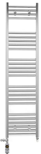 350mm Wide Chrome Electric Dual Fuel Bathroom Towel Rail Radiator Heater With AF Thermostatic Electric Dual Fuel Element UK (350 x 1400 mm)