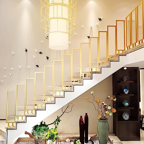 LQSYBHD Gehärtetes Glas Treppengeländer Moderner Minimalist Schmiedeeisen Handlauf,Inneneinrichtung Dekoratives Geländer,Gold, (Size:100cm/3.3ft)