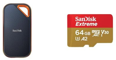 SanDisk Extreme PRO Portable SSD externe SSD 2 TB & Extreme microSDXC UHS-I Speicherkarte 64 GB + Adapter