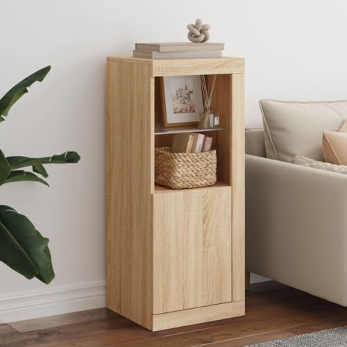 Homgoday Sideboard mit LED-Leuchten Sonoma Eiche 41x37x100 cm Beistellschrank Schrank Aufbewahrungsschrank für Esszimmer Wohnzimmer Flur und Küche Home Office Möbel Typ2 Möbel
