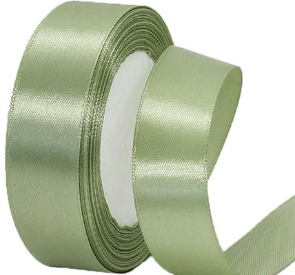Salbei Grün Satinbands 25mm Breit, 22 Meters Schleifenband, Geschenkband für Geschenkverpackungen, DIY Handwerk, Blumensträuße, Nähprojekte, Schleifenherstellung, Geburtstags und Hochzeitsdekorationen