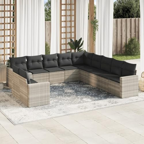 ShGaxin Set de sofás de jardín 11 pzas y Cojines ratán sintético Gris, Conjunto Jardin Exterior, Muebles Jardin Exterior, Mueble Terraza, Set De Jardin Exterior, Juegos De Terraza - 3219182