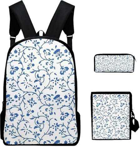Juego de mochila y lonchera para niños, Juego de mochila para niñas | Conjunto de mochila escolar con estampado de patrones Mochila escolar para niña,Mochila escolar ajustable para niña adolescente co