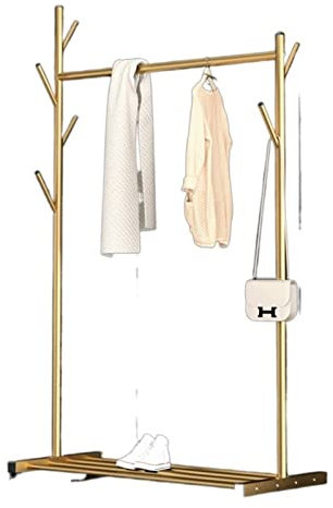 HJUGHPN Porte-manteau doré pour vêtements, porte-manteau sur pied, roulettes, armoire de chambre, cintre à tarte dans le couloir