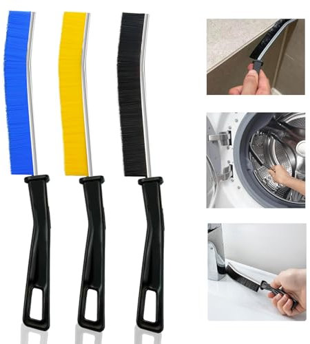 3 Piezas Cepillo de Limpieza de Grietas, Hmseng Cepillo Juntas Cerdas Duras, para baño, Inodoro, Cocina,Ranura de Puerta de Ventana y Cepillo Limpiador Profundo de Grietas