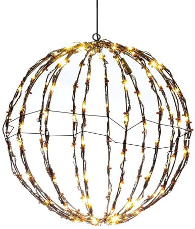 Metal Ball Lights - 40/50cm Hanging Foldable Led Lighted Spheres | Indoor Outdoor Garden Tree Patio Party Christmas Decorations