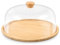 YedZen Wood Cake Stand with Acrylic Dome Lid, 11inch Round Wooden Cake Plate with Clear Cover and Wood Handle, Cake Stand with Dome Lid Display Platter for Snack Tray Party Picnic Wedding Birthday