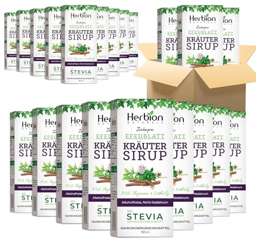 Herbion Naturals - Jarabe de hojas de hiedra con tomillo y regaliz, 150 ml, sin alcohol, sin azúcar con stevia (24 jarabes)