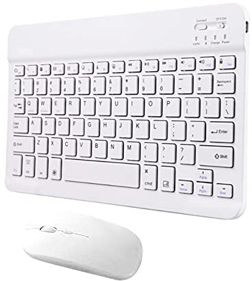 YIWEOG Tableta Combo de Teclado y Mouse inalámbricos Diseño ultradelgado Batería Recargable para teléfono Inteligente Tableta Compatible con iPhone iPad Sistema de Soporte informático MASOS iOS
