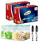 Kondono 100 Pcs Freezer Bags Zip Lock Reusable Sandwich Food Bags(2.27L) Soup Storage With Expandable Bottom and 2 Maker Pen (100, M)