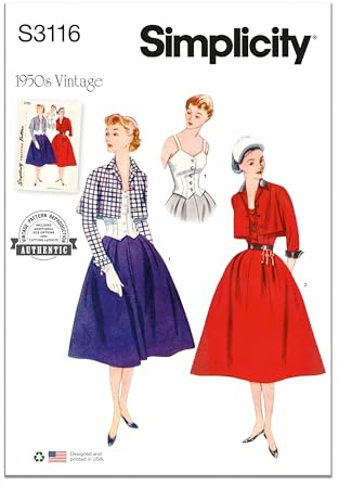 SIMPLICITY Sewing Pattern SS3116Y5 Misses' Bolero Suit and Bodice Y5 (18-20-22-24-26)