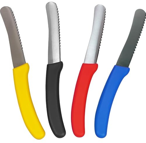 wir24.TV Brotzeit & Frühstücksmesser Set 4 Stück, Tafelmesser mit Wellenschliff zum perfekten streichen, schmieren & schneiden - Extrem scharf - Made in Germany - Qualität aus Solingen