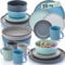 SÄNGER Bombay Sky Shades | Kombiservice 20 teilig, Steingut Geschirr 4 Personen, 4x Speiseteller 4x Dessertteller 4x Schalen 4x Pastateller 4x Kaffeebecher, Teller Set bunt | VALUE COLLECTION
