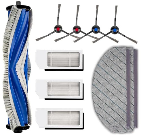 (10 Pezzi) N20 Plus Ricambi Compatibili con Robot Aspirapolvere ECOVACS DEEBOT N20 plus/ N20 Pro Plus, Kit di Accessori, 1 Spazzola a Rullo, 4 Spazzole Laterali, 3 Filtri HEPA, 2 Panni per Mocio