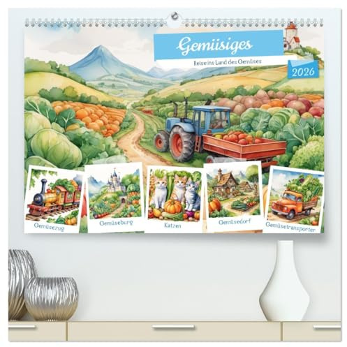 Gemüsiges - Reise ins Land des Gemüses (hochwertiger Premium Wandkalender 2026 DIN A2 quer), Kunstdruck in Hochglanz: Ein vitaminreicher Ausflug! (CALVENDO Gesundheit)