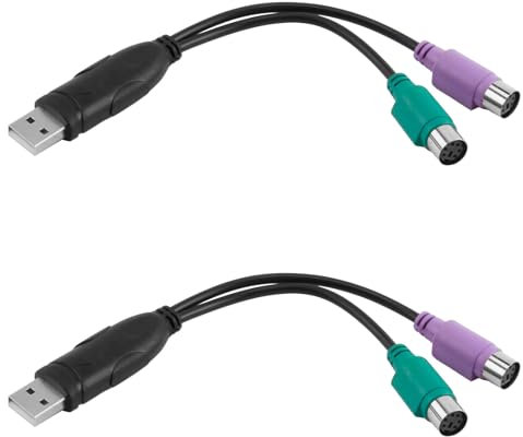 XXHUO PS2 to USB Adapter, PS2 Keyboard To USB Adapter Ps2 to USB Mouse Adapter USB Adaptor Multiport Adapter Built-in Chip Purple and Green