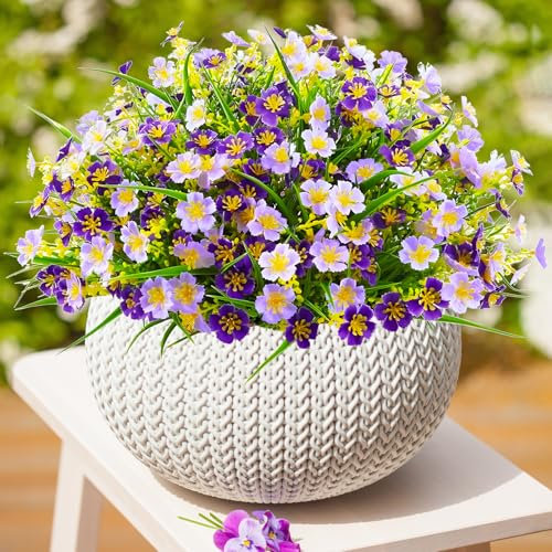Nexum 8 fiori artificiali come veri per esterni, piante artificiali da balcone, resistenti alle intemperie, piante artificiali, fiori senza vaso, per interni ed esterni, in plastica, per veranda