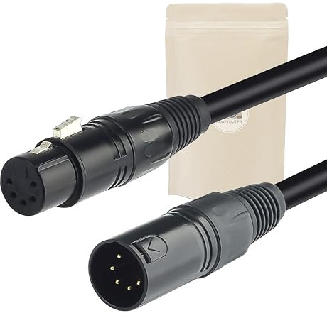 Adaptout 5m Cable XLR DMX 512 5 broches pin blindé prise Femelle vers Male Qualité professionelle