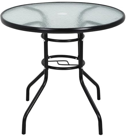 Runder Esstisch für den Außenbereich – Glasplatte Terrasse Gartentisch für den Außenbereich